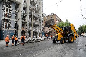 Impact of Russian overnight attack in Shevchenkivskyi district of Kyiv
